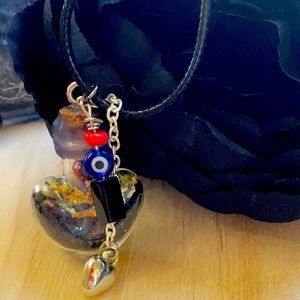 Protection Heart black salt 🖤 spell necklace